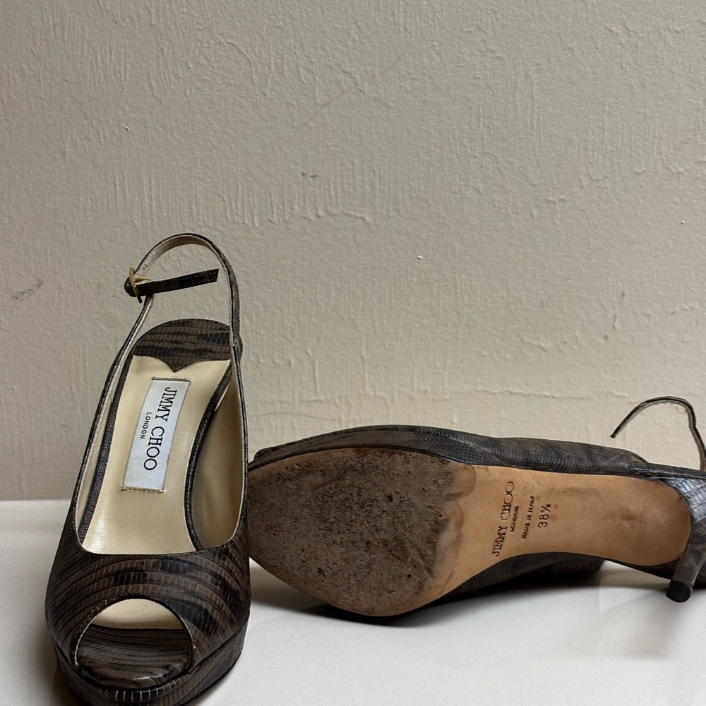 Jimmy Choo Dark Brown Slingback Heels - Picture 4 of 6